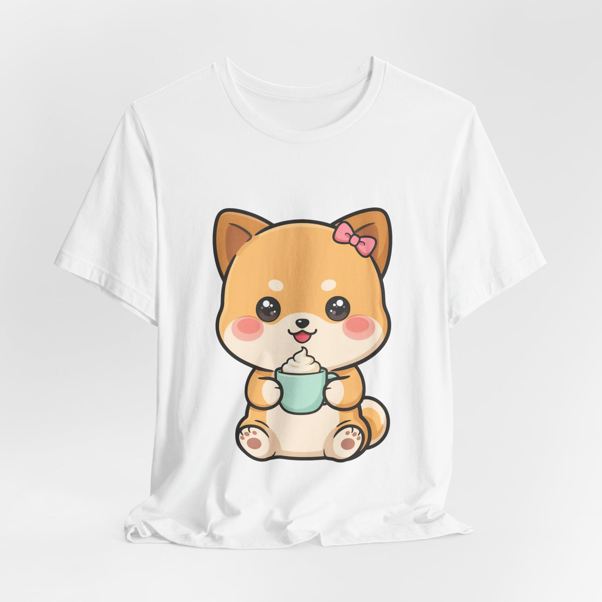 Kawaii Shiba Inu Coffee T-Shirt, Cute Latte Lover Tee