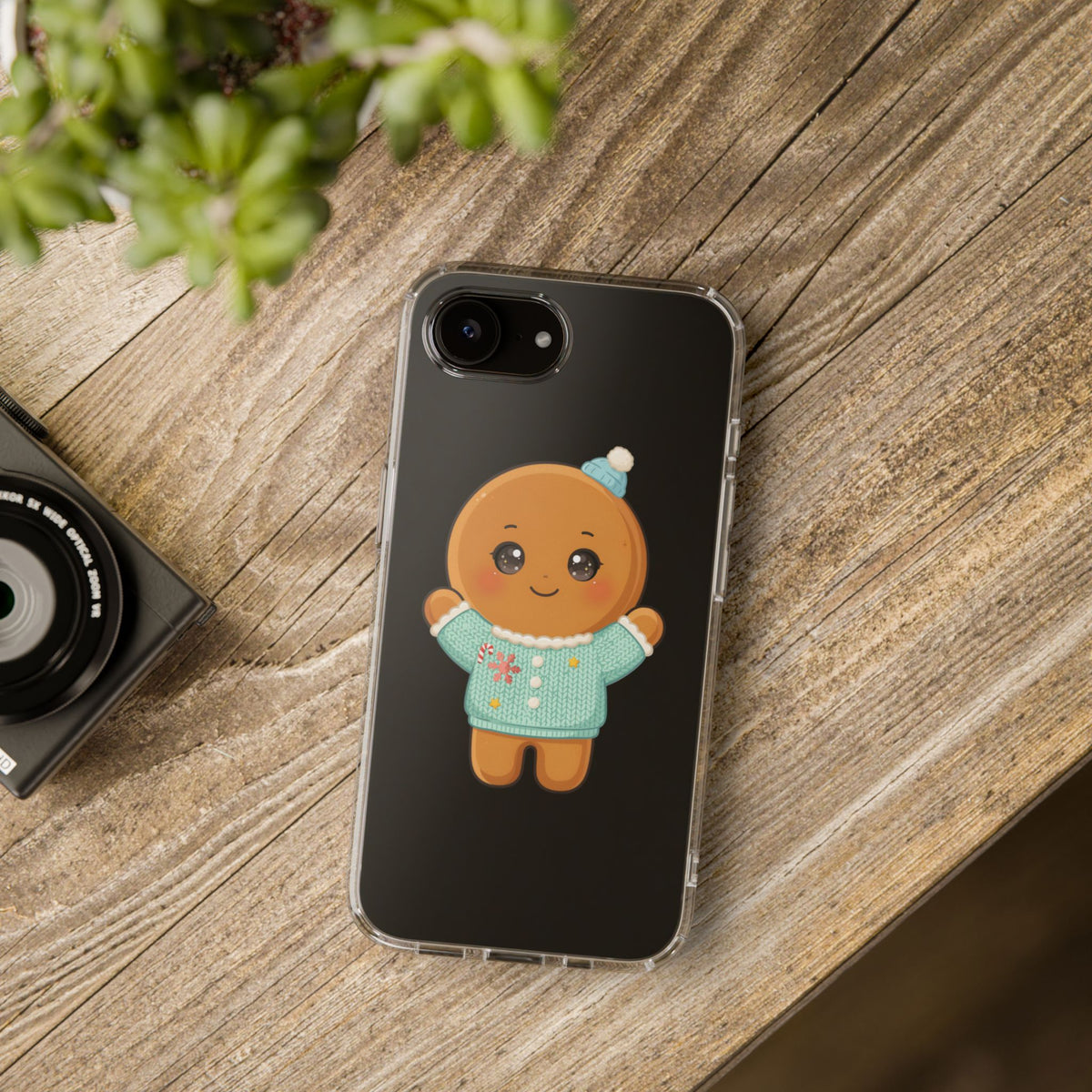 Kawaii Gingerbread Phone Case, Cute Christmas Sweater Cookie
