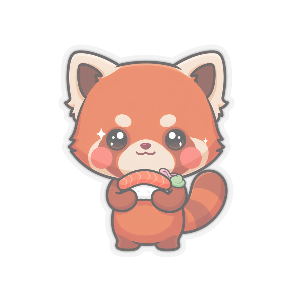 Kawaii Red Panda Sushi Kiss-Cut Sticker Gift