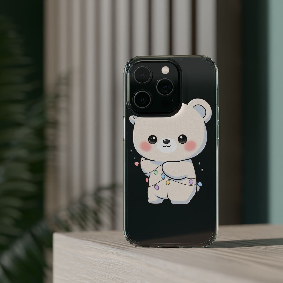 Kawaii Polar Bear Phone Case with Fairy Lights