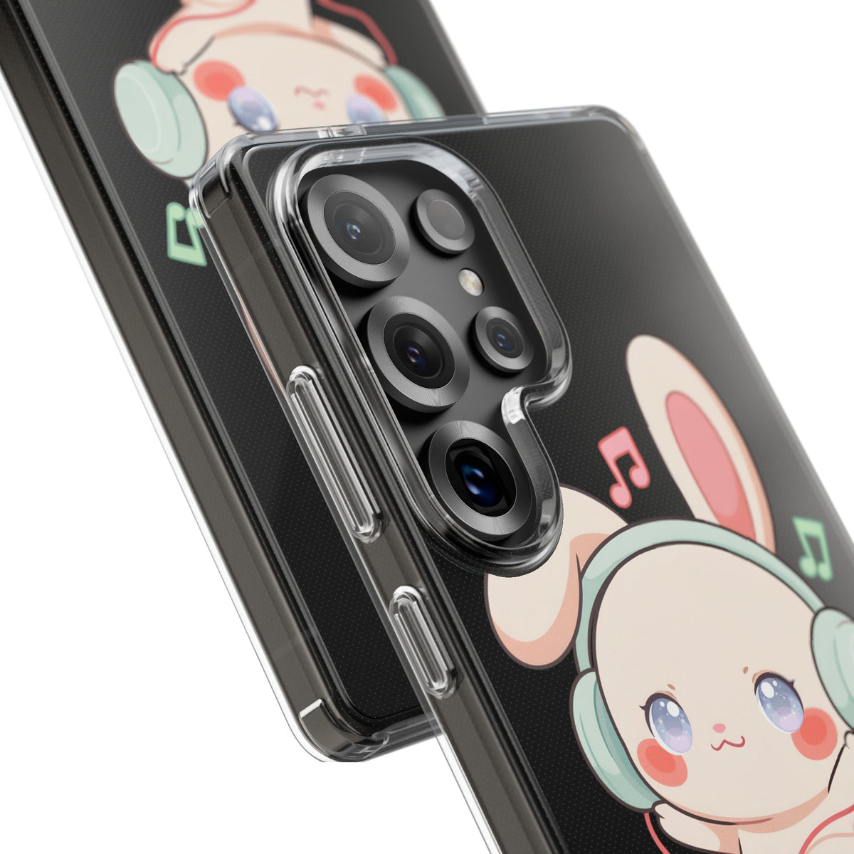 Kawaii Bunny Phone Case, Cute Music Lover Gift