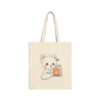 Kawaii Arctic Fox Tote Bag for Cozy Winter Days