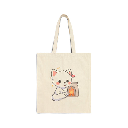 Kawaii Arctic Fox Tote Bag for Cozy Winter Days