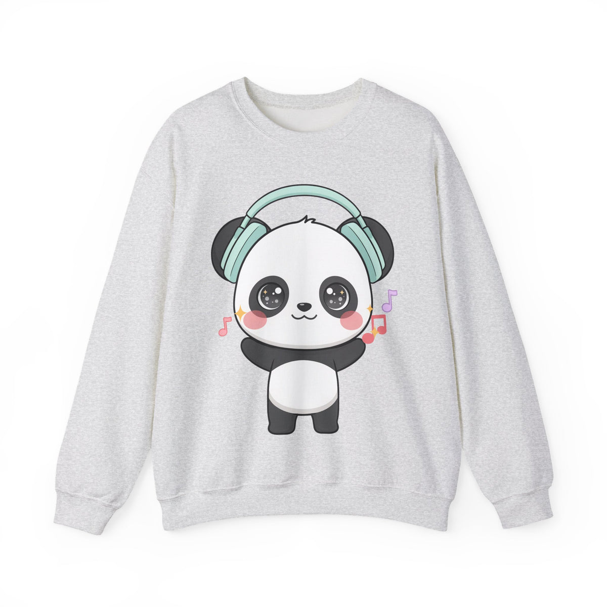Kawaii Panda Music Sweatshirt, Cute Headphone Panda Crewneck