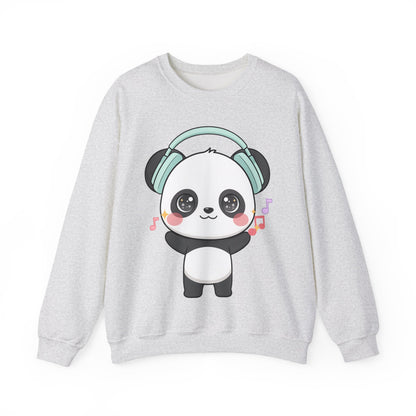 Kawaii Panda Music Sweatshirt, Cute Headphone Panda Crewneck