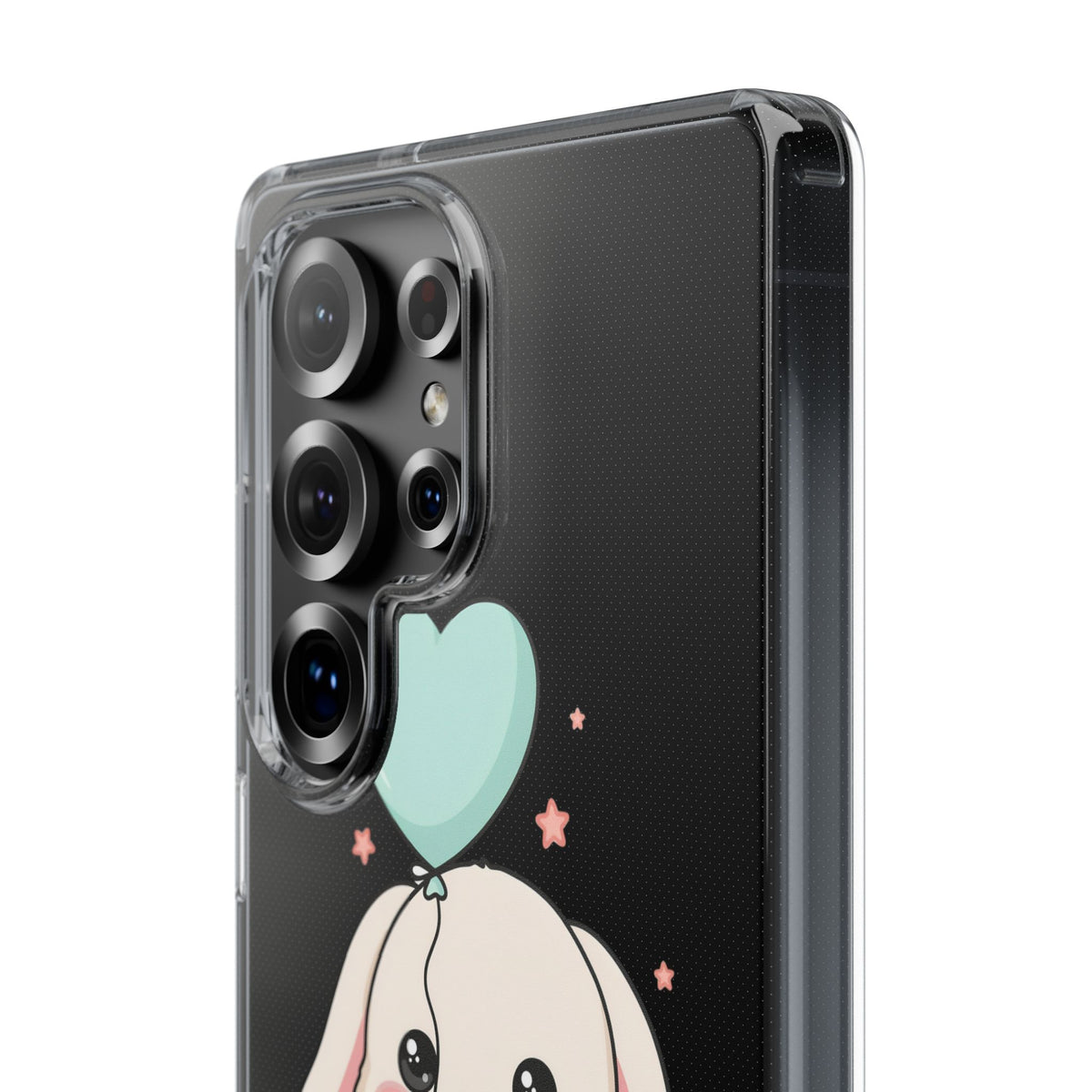 Kawaii Bunny Phone Case with Balloon, Clear Impact-Resistant