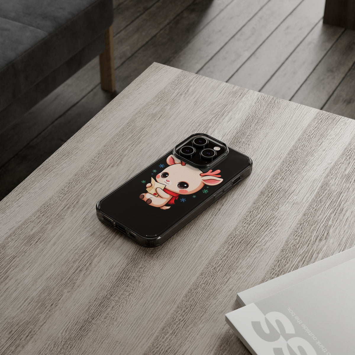 Christmas Reindeer Clear Impact-Resistant Phone Case