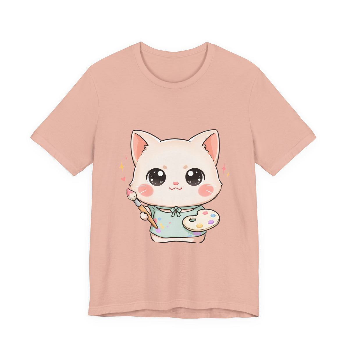 Kawaii Cat Artist T-Shirt for Creative Cat Lovers