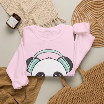 Kawaii Panda Music Sweatshirt, Cute Headphone Panda Crewneck