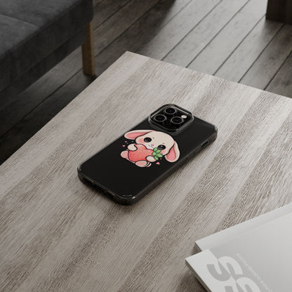 Kawaii Bunny Strawberry Phone Case, Clear Impact-Resistant