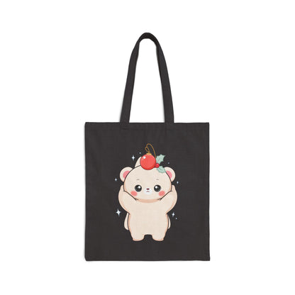 Kawaii Polar Bear Christmas Tote Bag for Cozy Holiday Cheer
