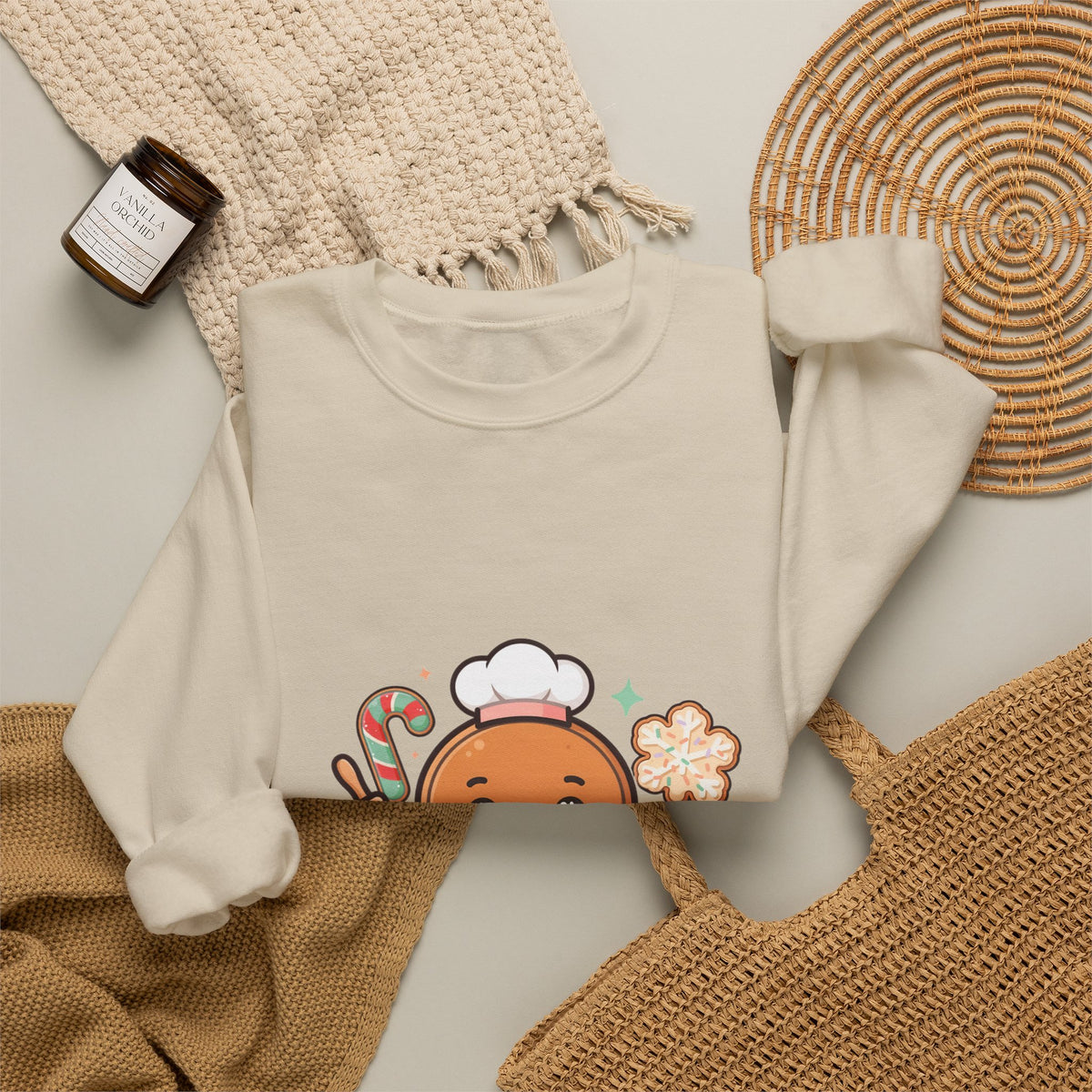 Kawaii Gingerbread Sweatshirt for Christmas Baking Fans