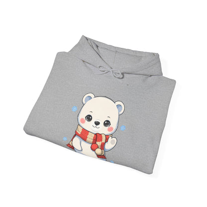 Kawaii Polar Bear Christmas Hoodie, Cozy Holiday Sweatshirt