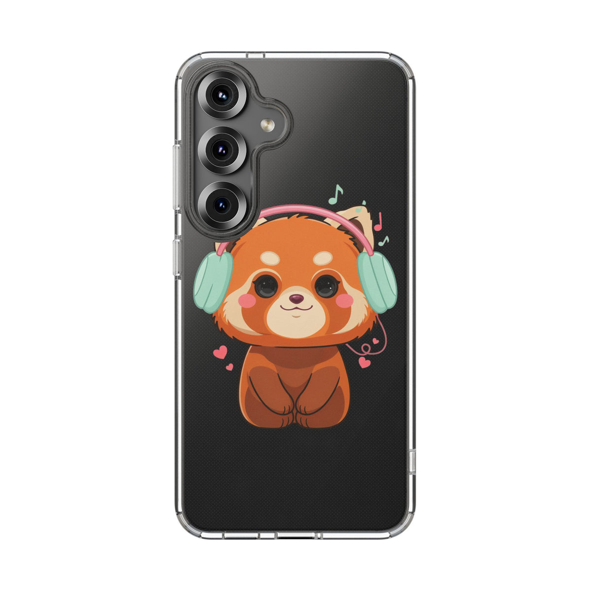Red Panda Phone Case, Kawaii Music Lover Clear Case