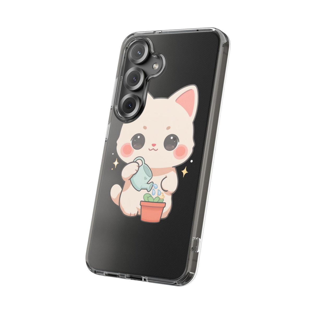 Kawaii Cat Phone Case, Cute Plant Lover Gift