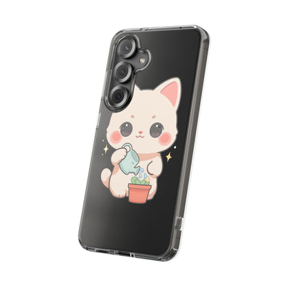 Kawaii Cat Phone Case, Cute Plant Lover Gift