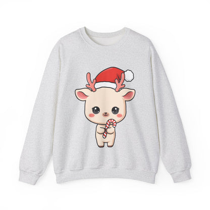 Kawaii Reindeer Christmas Sweatshirt, Cute Holiday Crewneck
