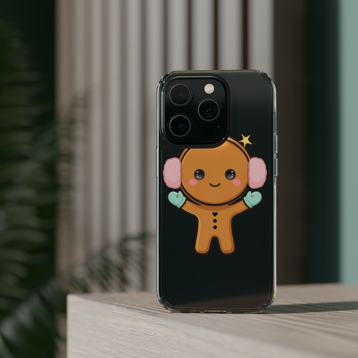 Kawaii Gingerbread Phone Case, Cute Winter Character