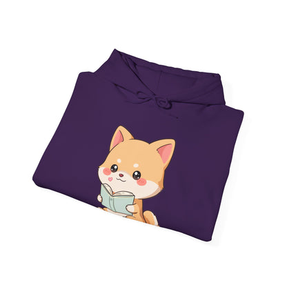 Kawaii Shiba Inu Reading Hoodie for Cozy Study Days