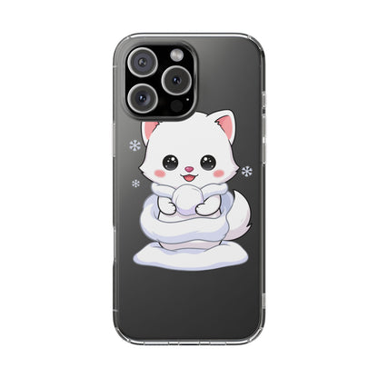 Kawaii Arctic Fox Phone Case, Cute Snow Day Gift