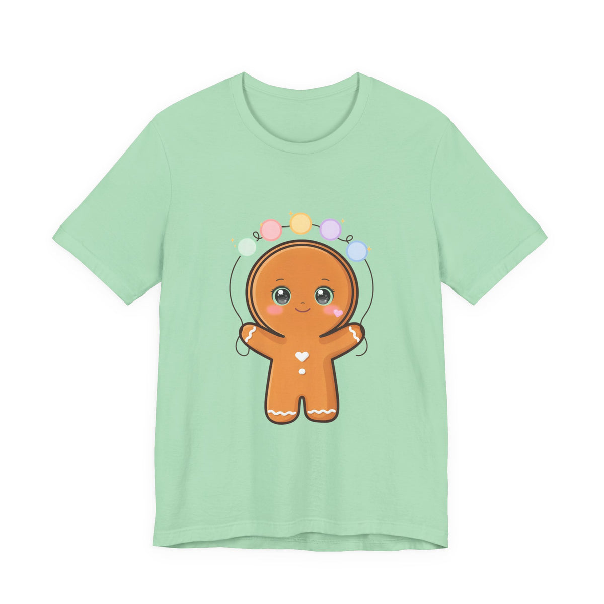 Kawaii Gingerbread Man Christmas T-Shirt, Cute Holiday Tee