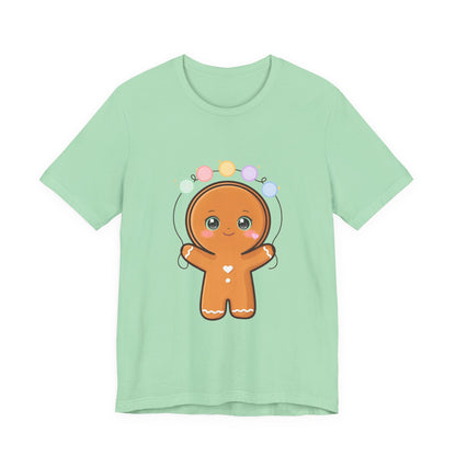 Kawaii Gingerbread Man Christmas T-Shirt, Cute Holiday Tee
