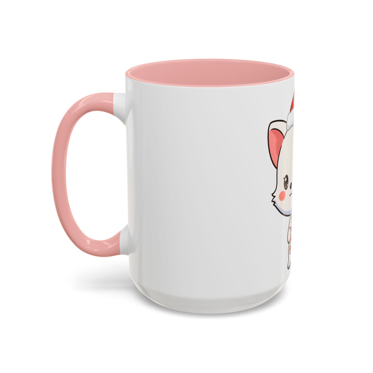 Kawaii Arctic Fox Christmas Mug, Cute Santa Fox Accent Coffee Mug