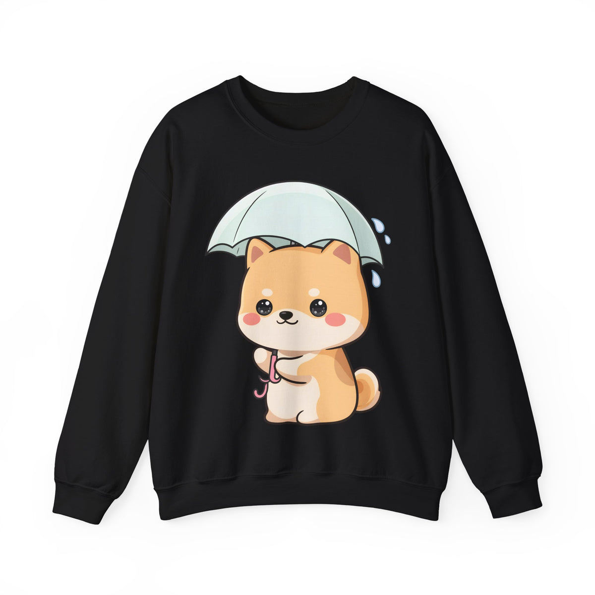 Kawaii Shiba Inu Sweatshirt, Cute Rainy Day Crewneck