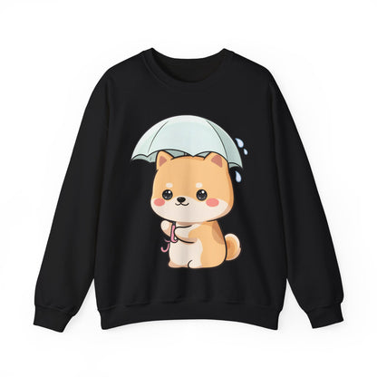 Kawaii Shiba Inu Sweatshirt, Cute Rainy Day Crewneck