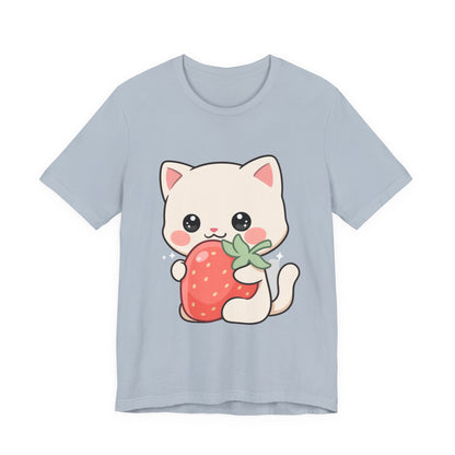 Kawaii Cat Strawberry T-Shirt, Cute Cat Lover Gift