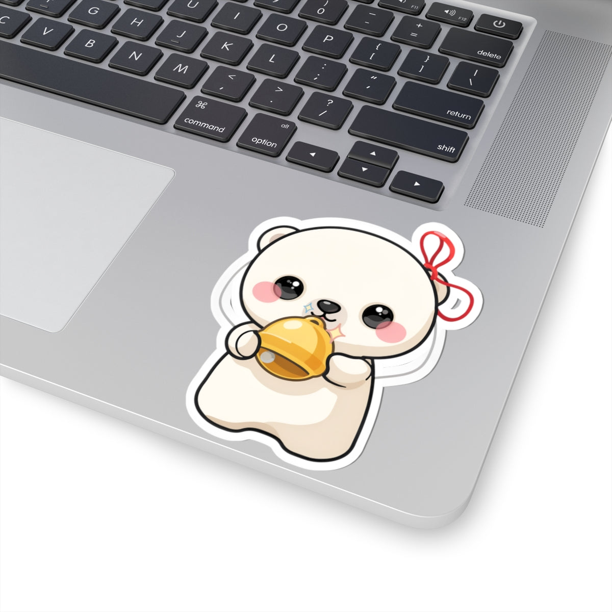 Kawaii Polar Bear Sticker, Cute Jingle Bell Cub