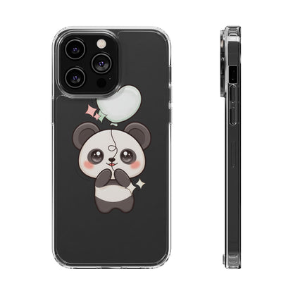 Kawaii Panda Clear Phone Case with Balloon