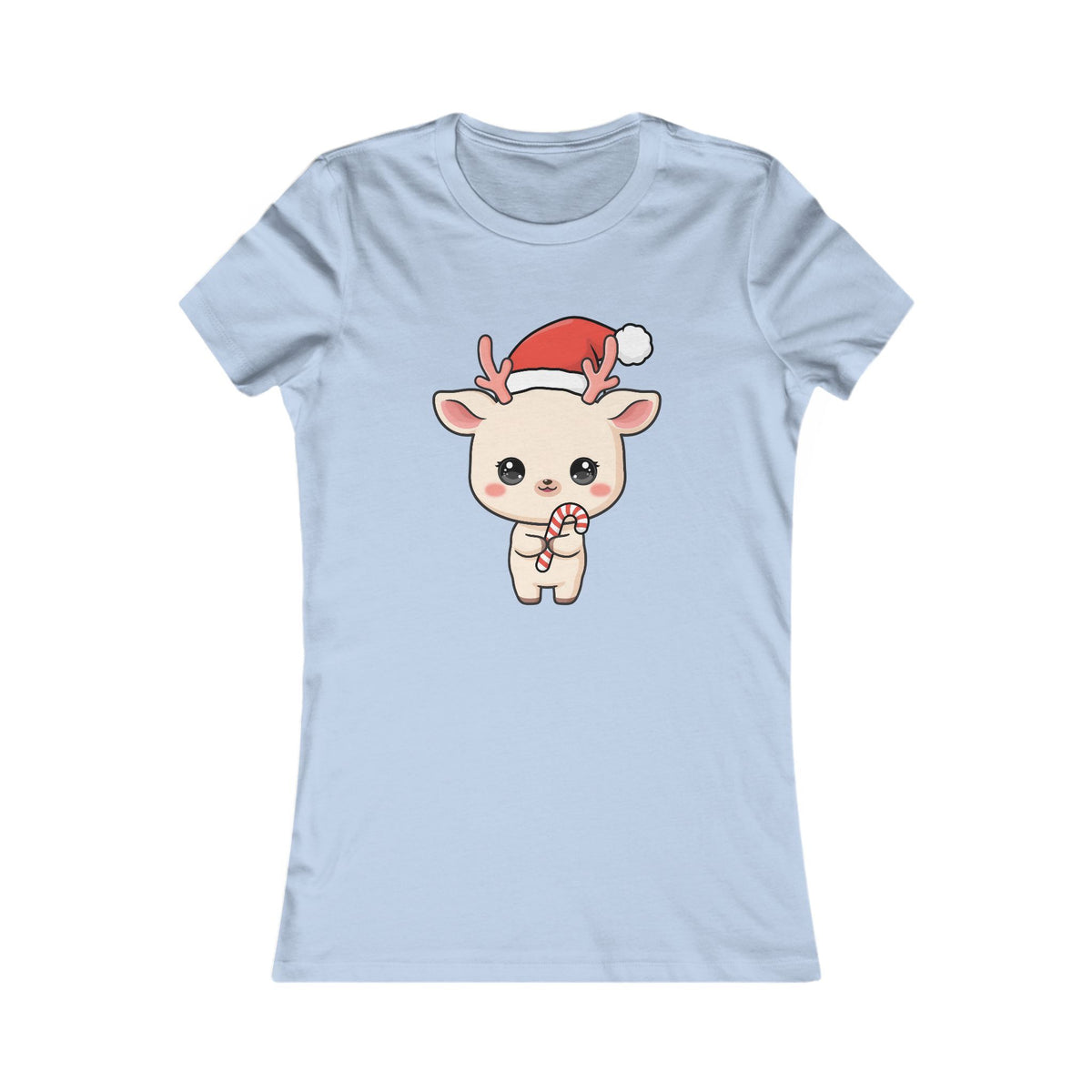 Kawaii Reindeer Christmas Women's Tee – Cute Holiday Shirt
