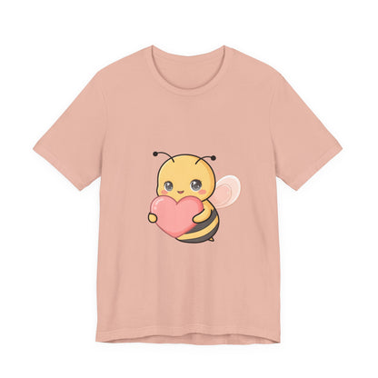Kawaii Bee T-Shirt: Sweet Heart-Loving Unisex Tee