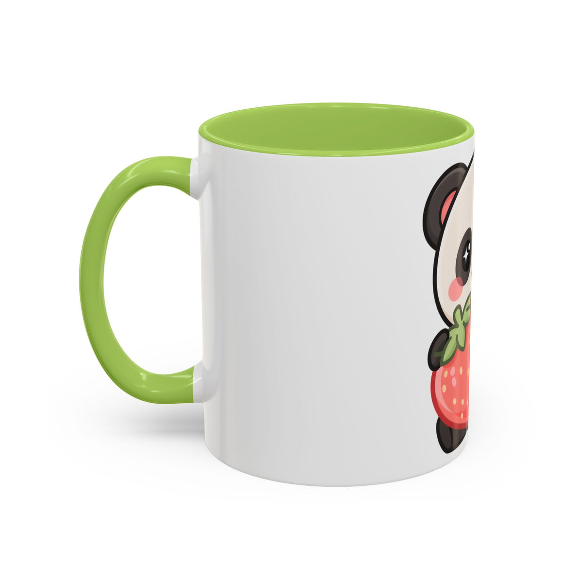 Kawaii Panda Accent Coffee Mug, Strawberry Lover Gift