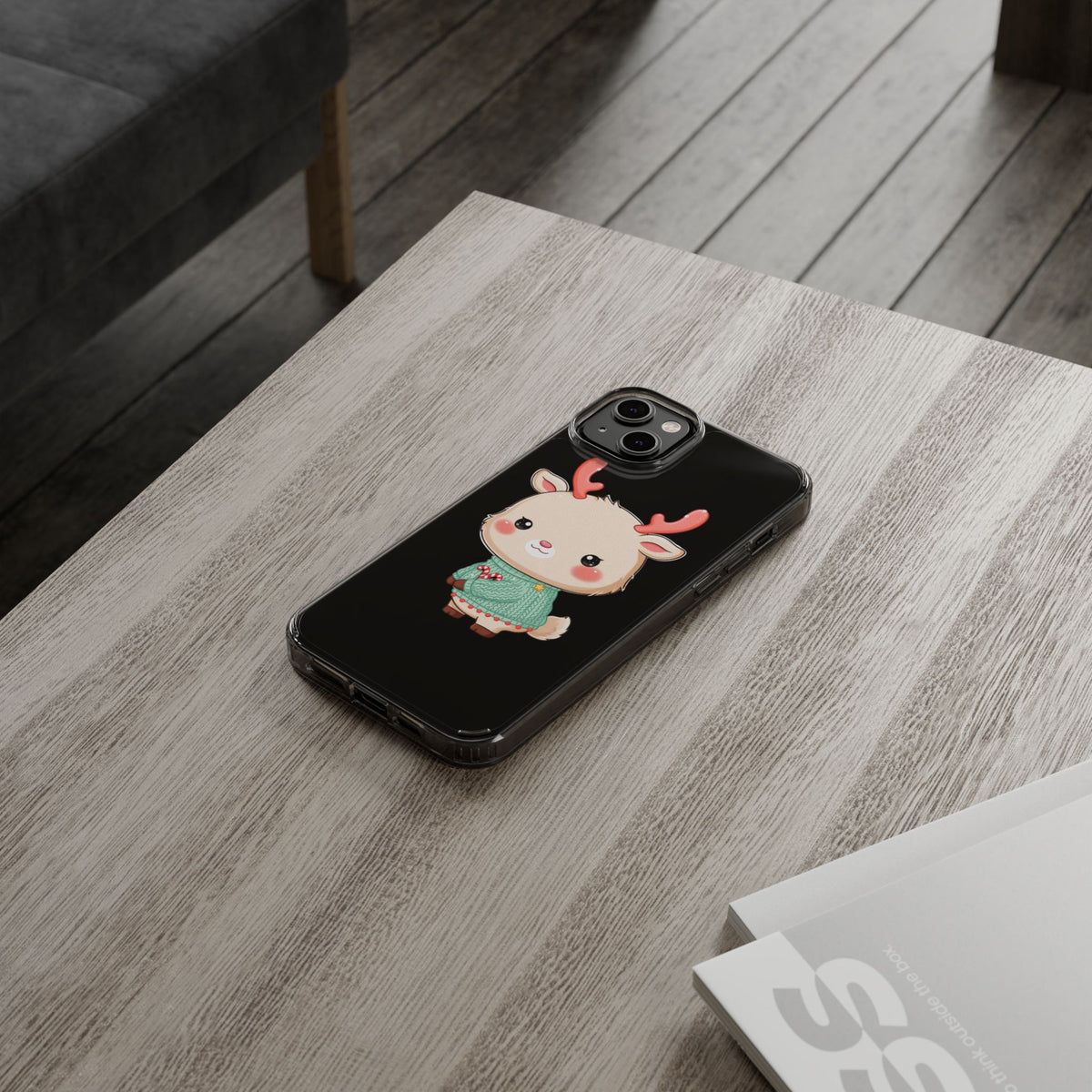 Kawaii Reindeer Clear Impact-Resistant Phone Case