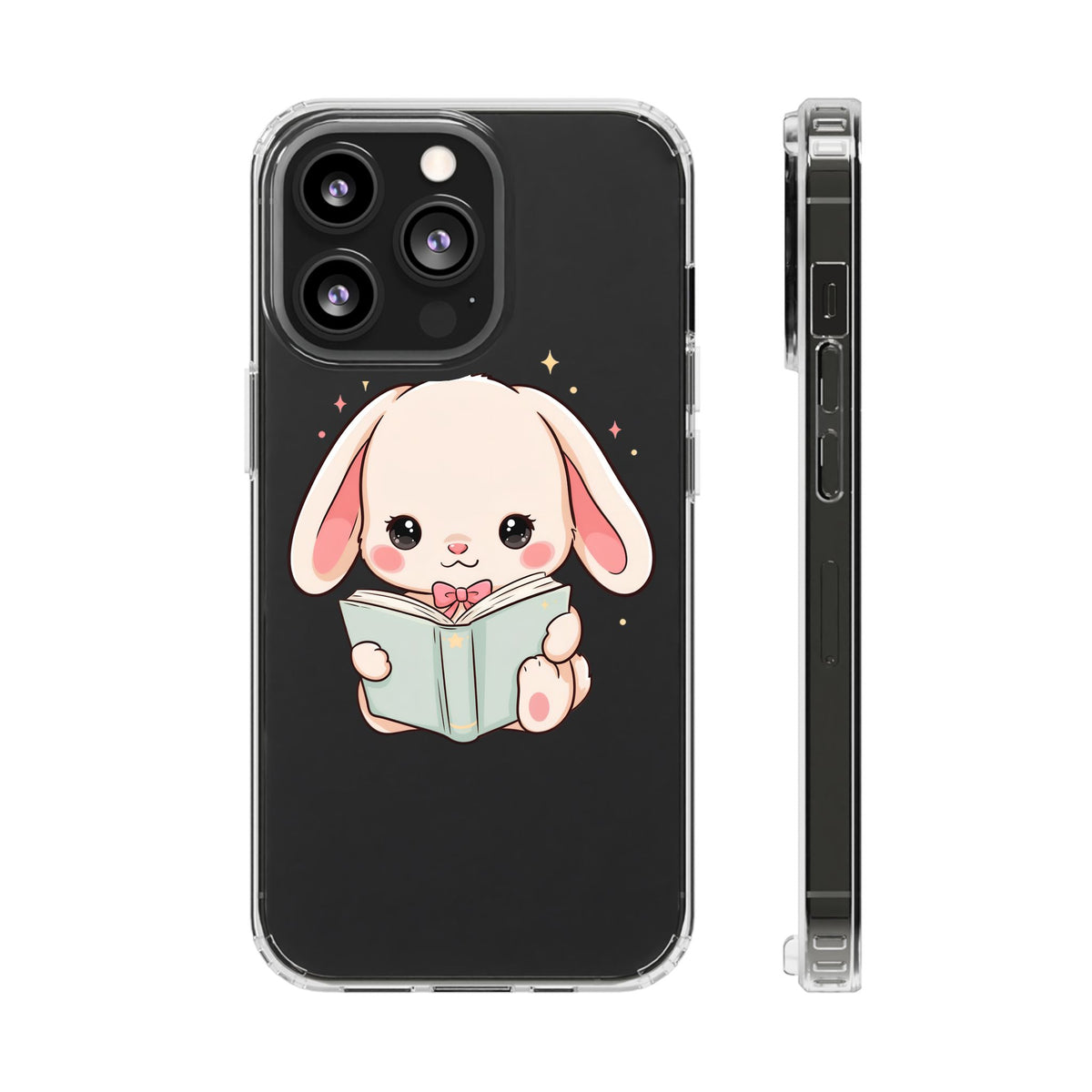 Kawaii Reading Bunny Clear Impact-Resistant Case