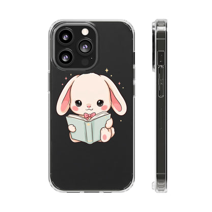 Kawaii Reading Bunny Clear Impact-Resistant Case
