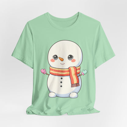 Kawaii Snowman Christmas T-Shirt for Cute Holiday Cheer