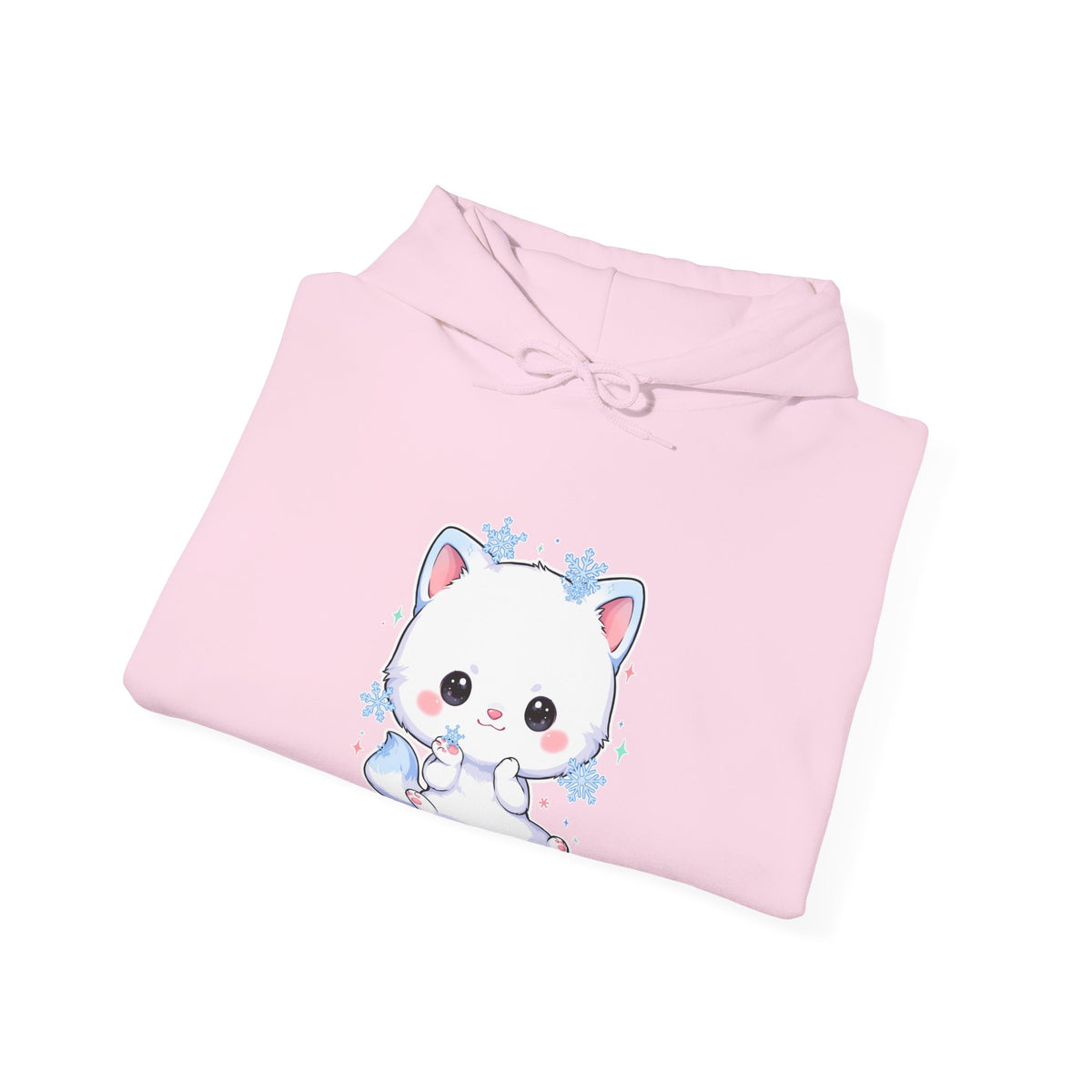 Kawaii Arctic Fox Hoodie, Cute Snowflake Fox Sweatshirt