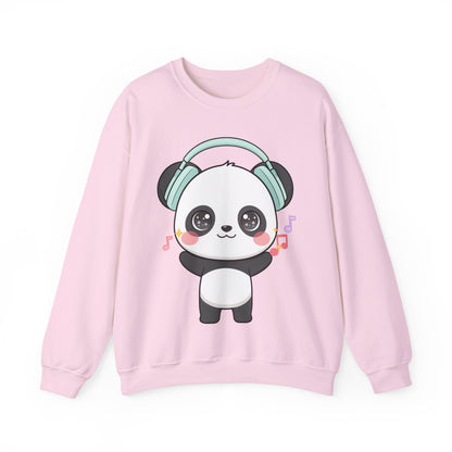Kawaii Panda Music Sweatshirt, Cute Headphone Panda Crewneck