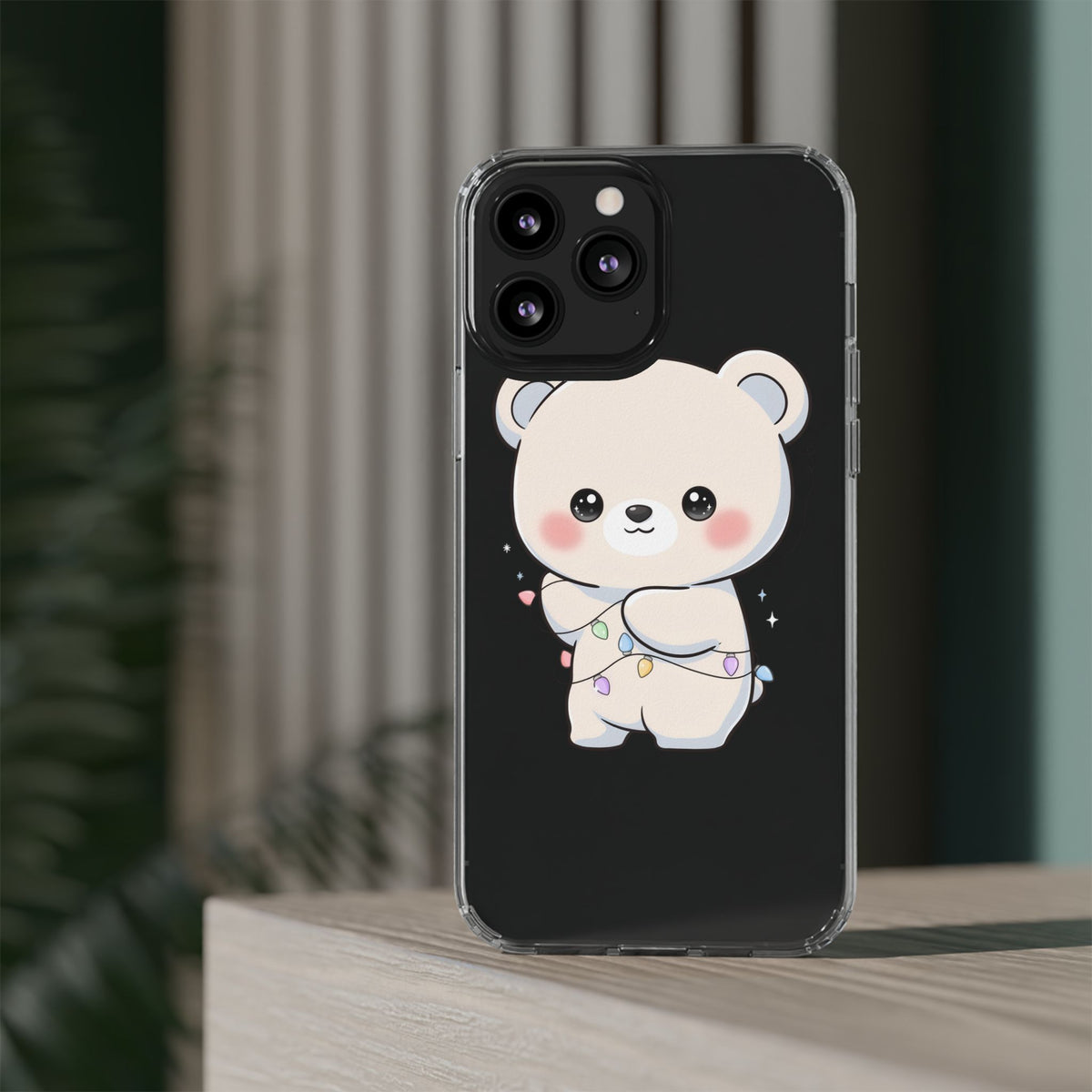 Kawaii Polar Bear Phone Case with Fairy Lights