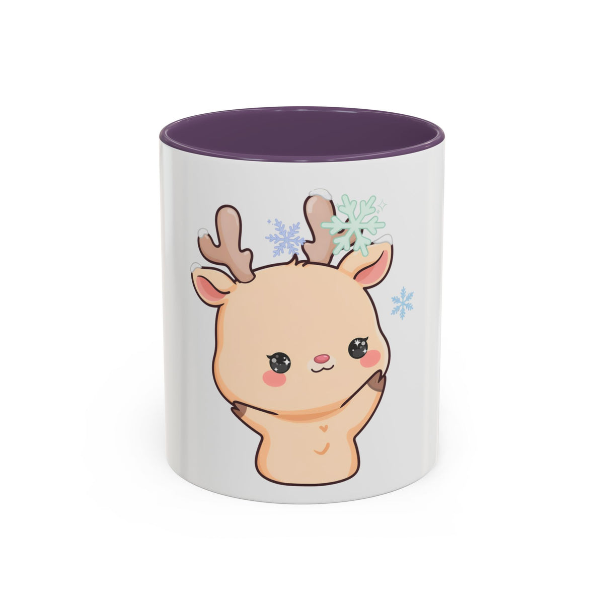Kawaii Reindeer Accent Coffee Mug for Cozy Winter Sips