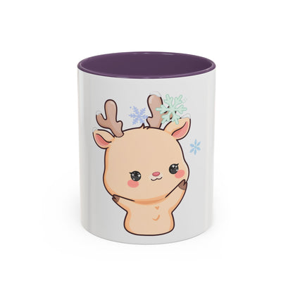 Kawaii Reindeer Accent Coffee Mug for Cozy Winter Sips