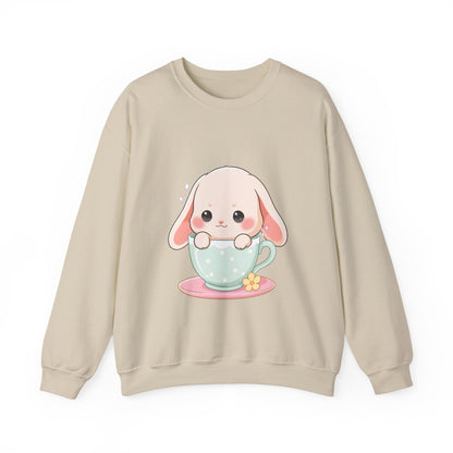 Kawaii Bunny Sweatshirt, Cute Chibi Tea Cup Rabbit