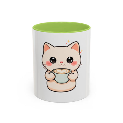 Kawaii Cat Coffee Mug, Cute Latte Accent Mug