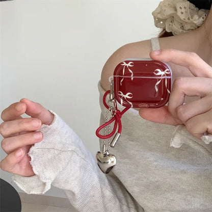 Kawaii AirPods Pro 2 silicone cover with sculpted bow, color variants