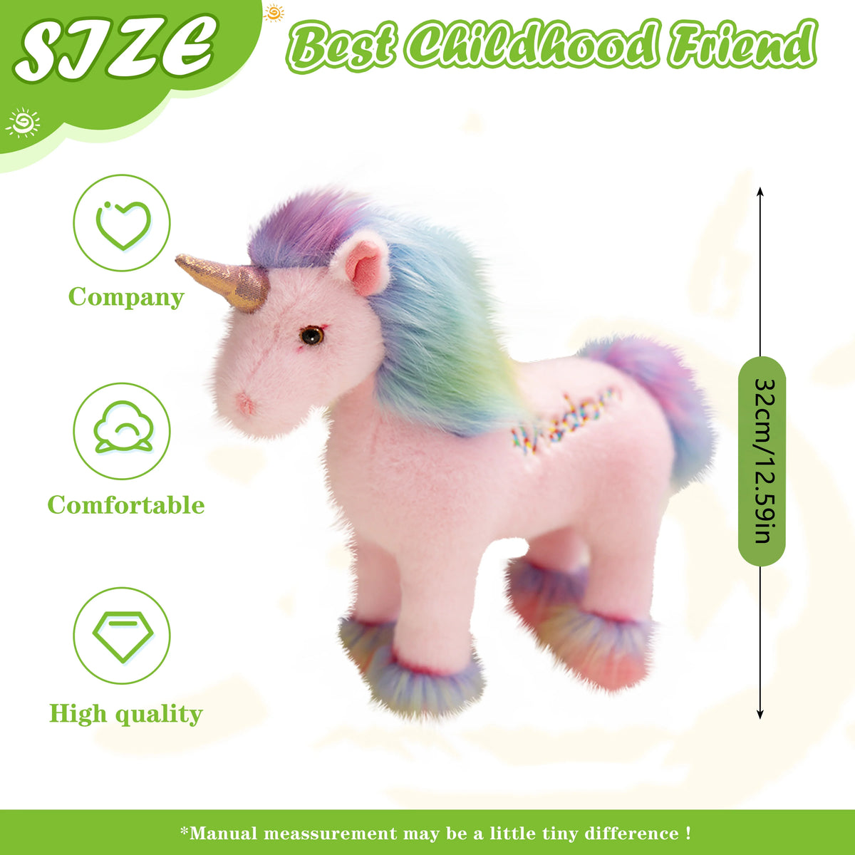 Kawaii unicorn stuffed horse pillow 32cm wing texture detail close-up