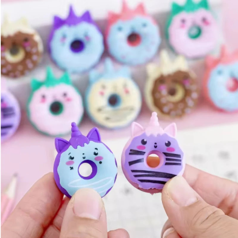 Kawaii rubber erasers in mint and lavender, kawaii stationery gift set for kids