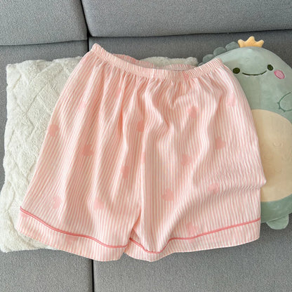 Cloud cotton pajama set detail: turn-down collar and stretch knit fabric